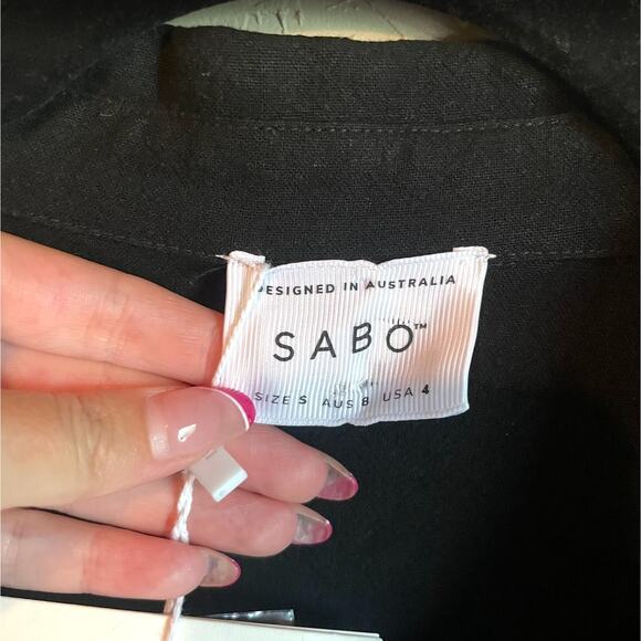 Sabo Black Luna Top Tiered Ruffle Cotton Ramie Button Front Blouse - Size S - Picture 8 of 11